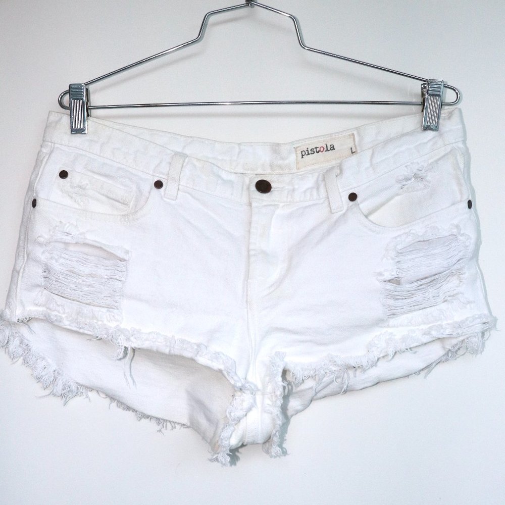 White Pistola High Waisted Jean Shorts